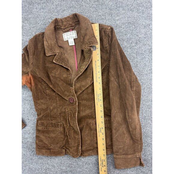 Fossil Corduroy Jacket Women's Large Brown Blazer Button Up Pockets - Picture 4 of 10